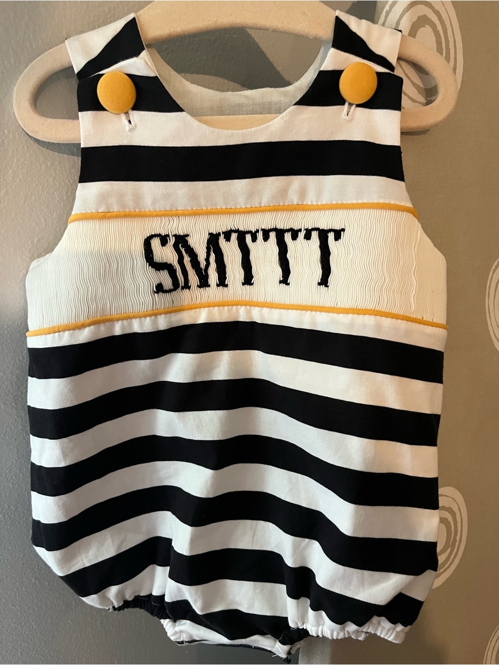 Baby Boy Smocked Bubble Southern Miss To The Top 💛🖤 6M
